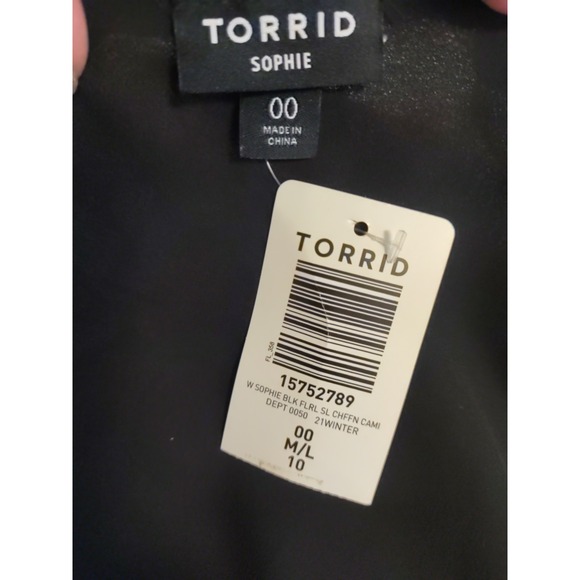 Torrid Sophie Black Floral Lined Chiffon Cami Tank Top Size 00 (M/L)‎ - Picture 5 of 7